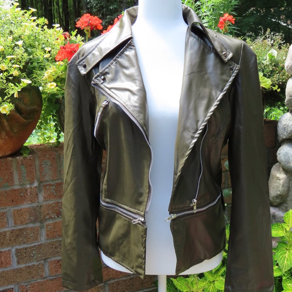 Faux leather moto jacket